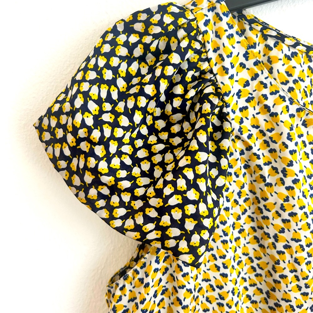 Zara Basic Yellow Floral Print Flutter Sleeve Blo… - image 6